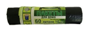 Мешки д/мусора 60л с завязками, рулон 10 шт Вояж /30/