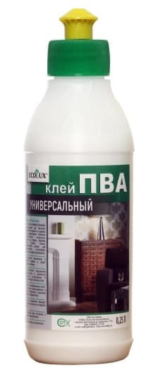 Клей ПВА "ECOLUX" 0,25кг универсальный 35шт/упак