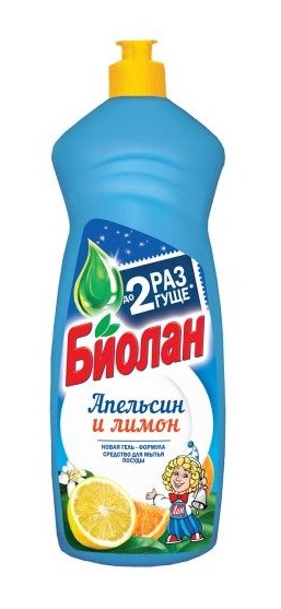 Моющее ср-во Биолан д/посуды 900 мл  Апельсин и Лимон /12/