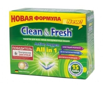Таблетки для посудомоечных машин "Сlean&Fresh" 15 шт  /16/