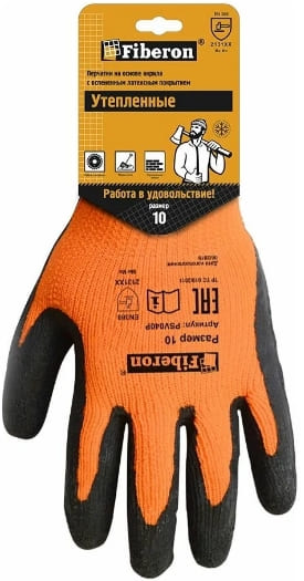  Перчатки "Утепленные:акрил,вспененное латексное покрытие, в и/у,10(XL), Fiberon