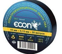 Изолента ECON 19/20, 0,13, черный