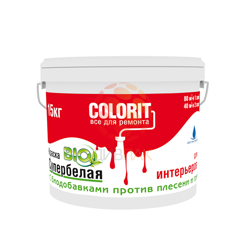 Краска COLORIT/COLORINI Bio для Интерьеров супербелая 6,0 кг 