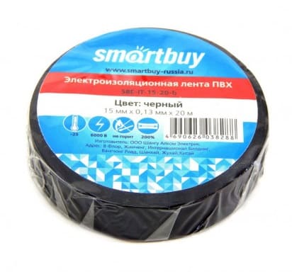 Изолента, 0.13х15мм, 20 метров, черная (SBE-IT-15-20-b)