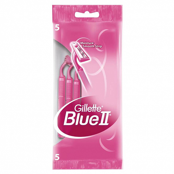 Gilette BLUE 2 Бритвы Одноразовые :Женск.5шт/сп   (24сп/кор.)
