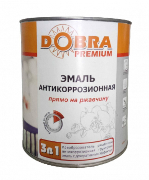 Эмаль антикоррозионная молотковая "3 в 1" бежевое золото TM "DOBRA PREMIUM", банка ж. 3л - 2,5кг