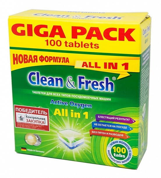 Таблетки для посудомоечных машин "Сlean&Fresh" 100 шт  /6