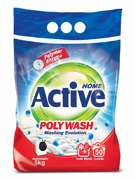 ACTIVE Стиральный порошок авт "Poly Wash" Polymer Enzyme-технология холодной стирки, 3 кг/4