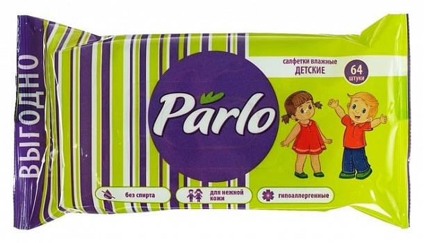 PARLO Влажные салфетки для детей 64шт/28