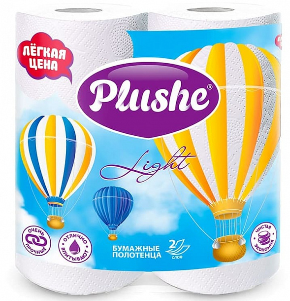 Полотенца Бум Plushe SUPER LIGHT 2 рул 10 м 2 слоя белый /12