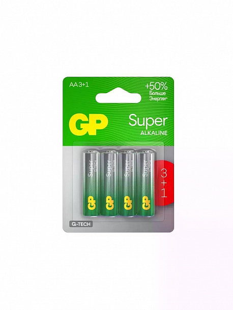 GP Элемент питания LR6 Super Alkaline G-TECH 15AA213/1-2CRSBC4 3+1/бл																															
