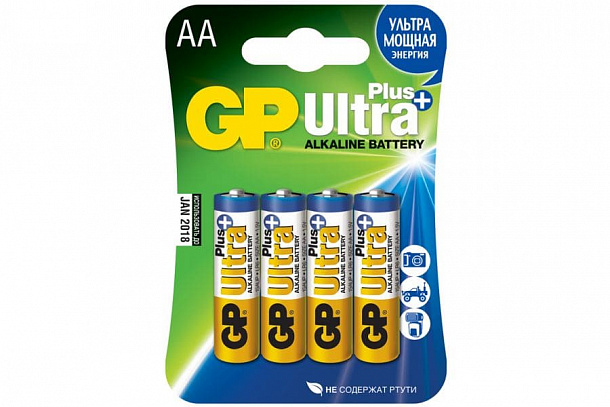 GP Элемент питания LR6 БЛИСТЕР Ultra Plus Alkaline G-TECH 15UPA21-2CRSB4 (4шт на бл/40 шт в сп/196)
