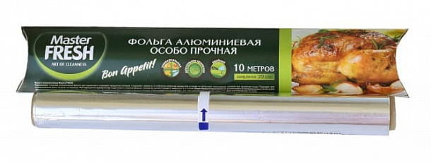 Master FRESH Фольга алюминиевая ЭКСТРАПРОЧНАЯ 10 метров, 14мкм ролик  /30