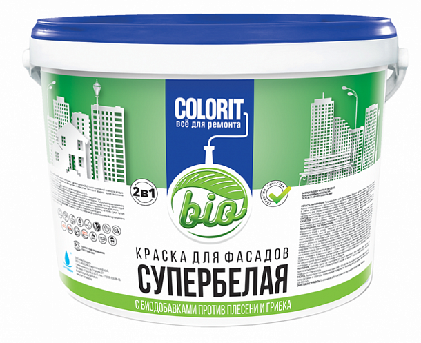 Краска COLORIT Bio для Фасадов супербелая 6,0 кг 
