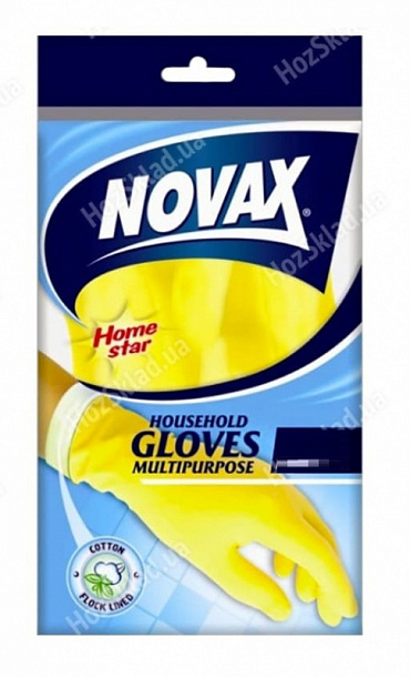 Перчатки Novax хозяйственные из латекса с хлопком S/12