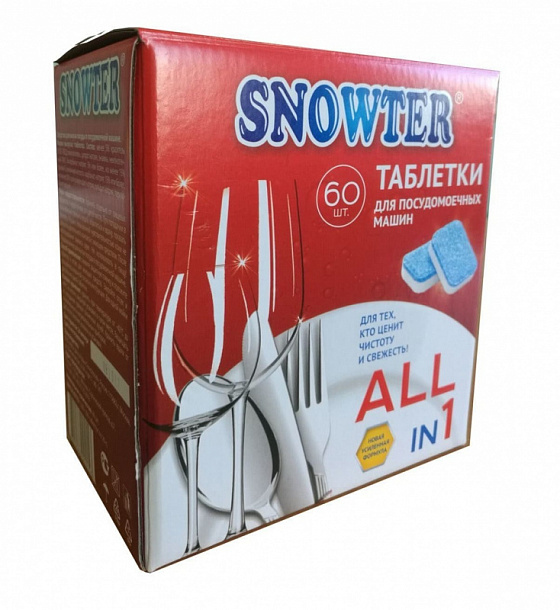 Таблетка для посудомоечных машин ЭКО SNOWTER - 60шт. 20г/4
