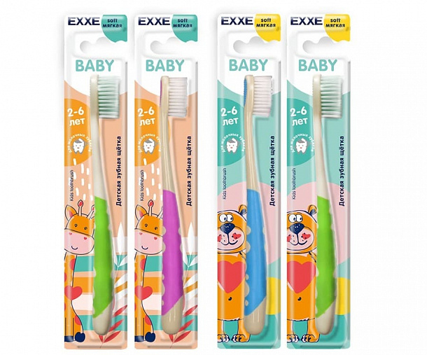 Детская зубная щетка EXXE Baby 2-6 лет (мягкая), 1 шт/24